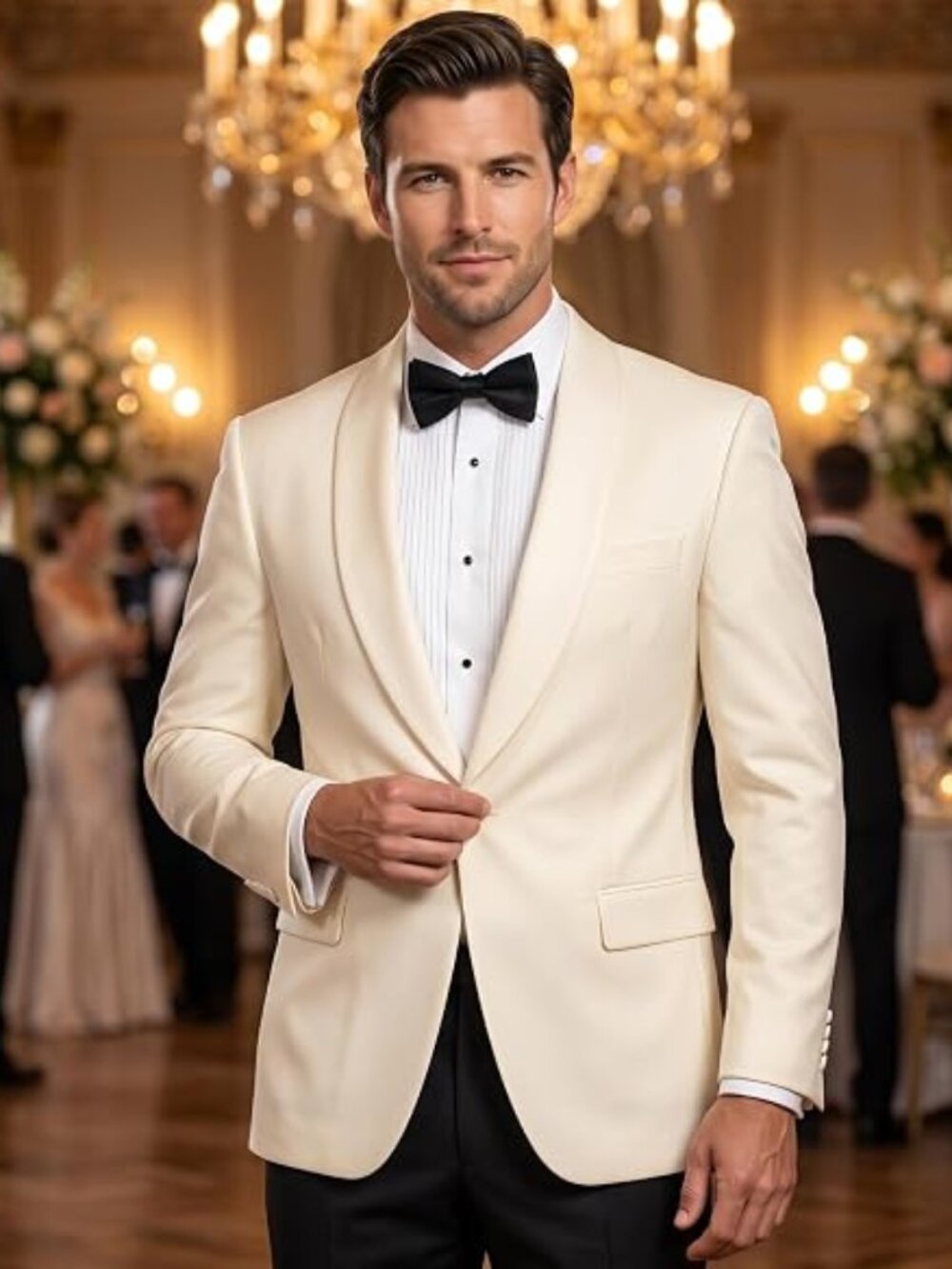 Mens Cream Off White Dinner Jacket 38R Shawl Collar Modern Fit Adam Baker- Stain